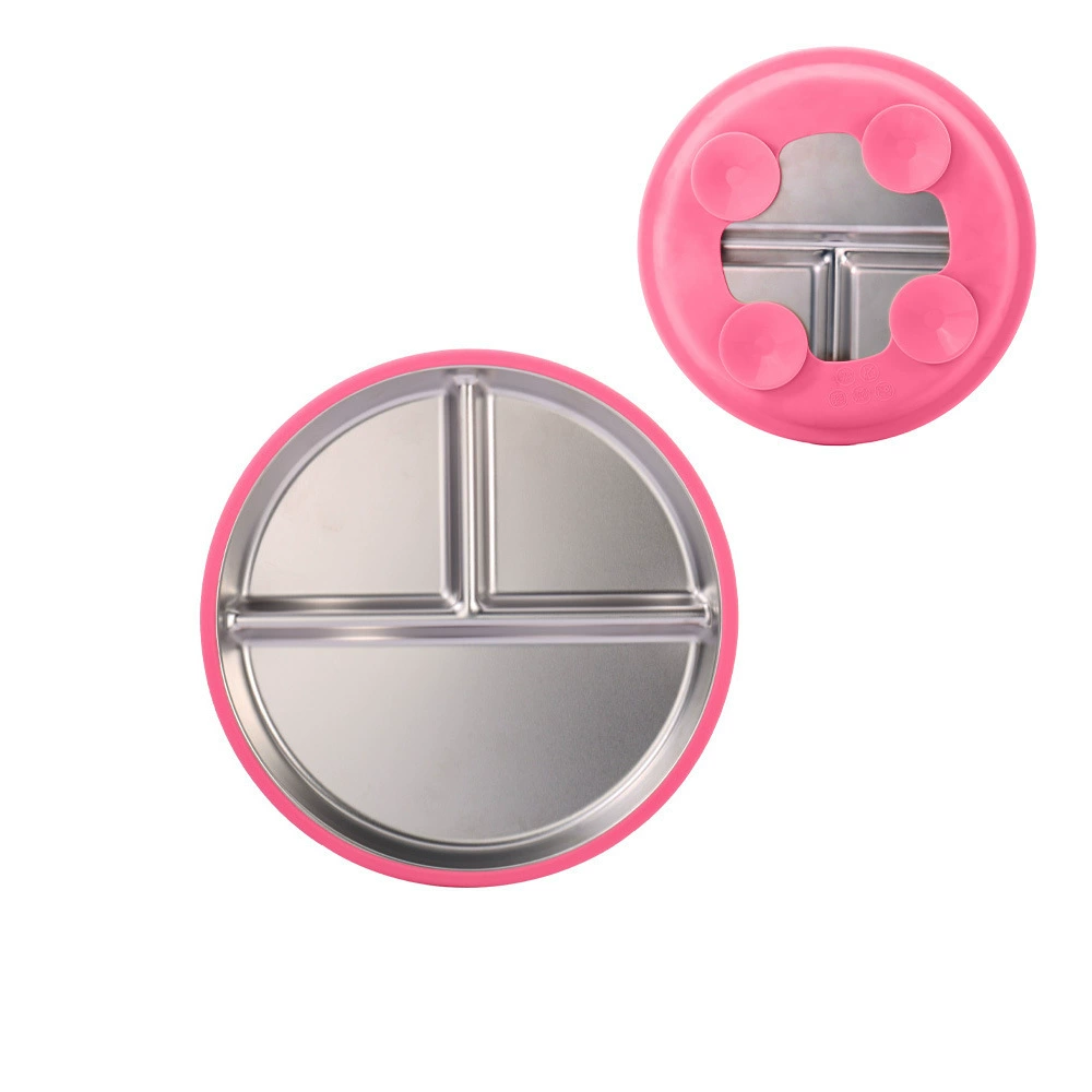 Silicone children's dinner plate stainless steel, tableware, set, diameter 20mm