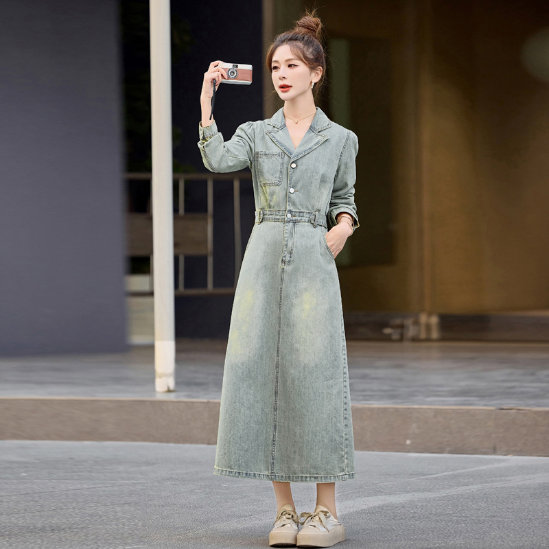 Spring denim retro long-sleeve