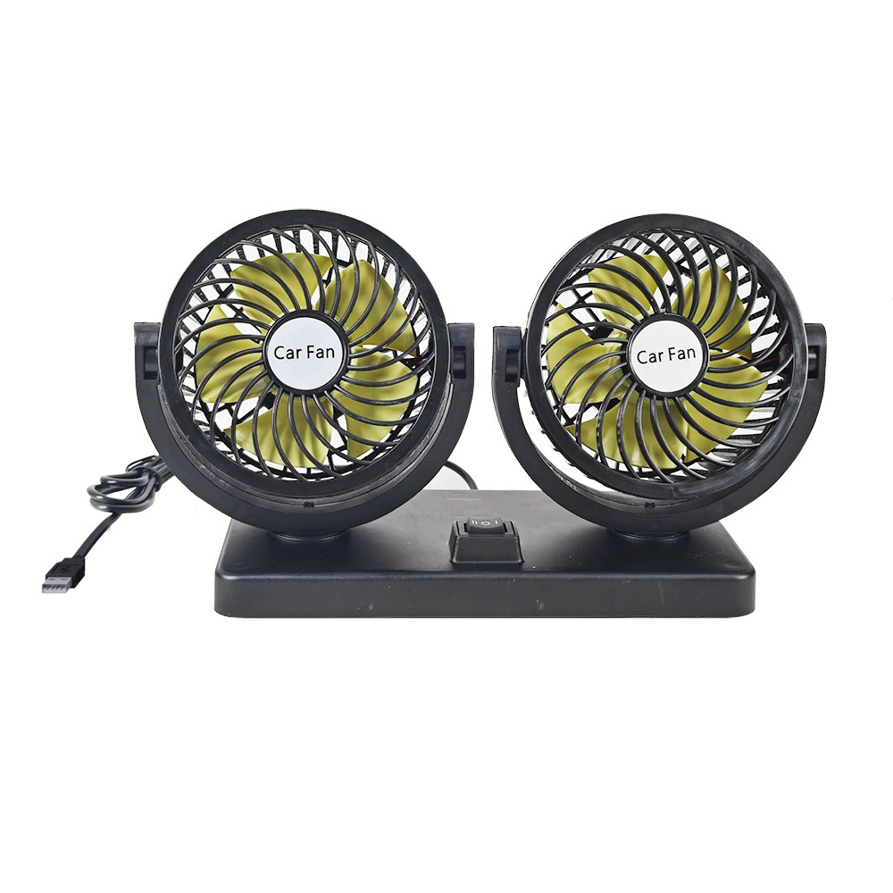 Ventilador de coche al por mayor universal 12V24V ventilador de coche 360 giratorio USB ventilador de coche