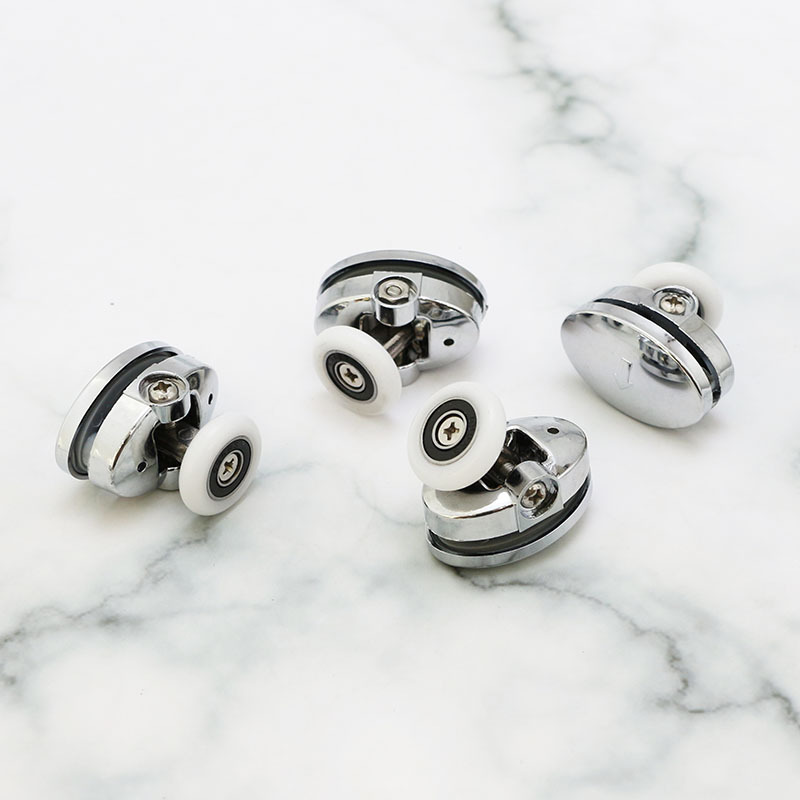 上单下单淋浴房滑轮滚轮移门浴室配件 电镀双孔轮移门轮ABS滑轮