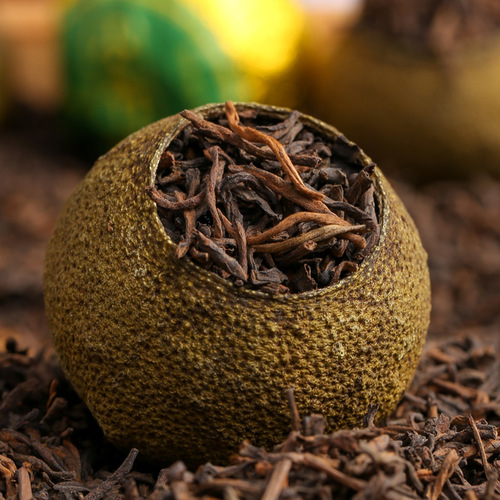 Xinhui Small Green Tangerine Wholesale, Dried Tangerine Peel Imperial Pu-erh Dark Tea Small Green Tangerine Tea Loose Leaf and Canned 500g