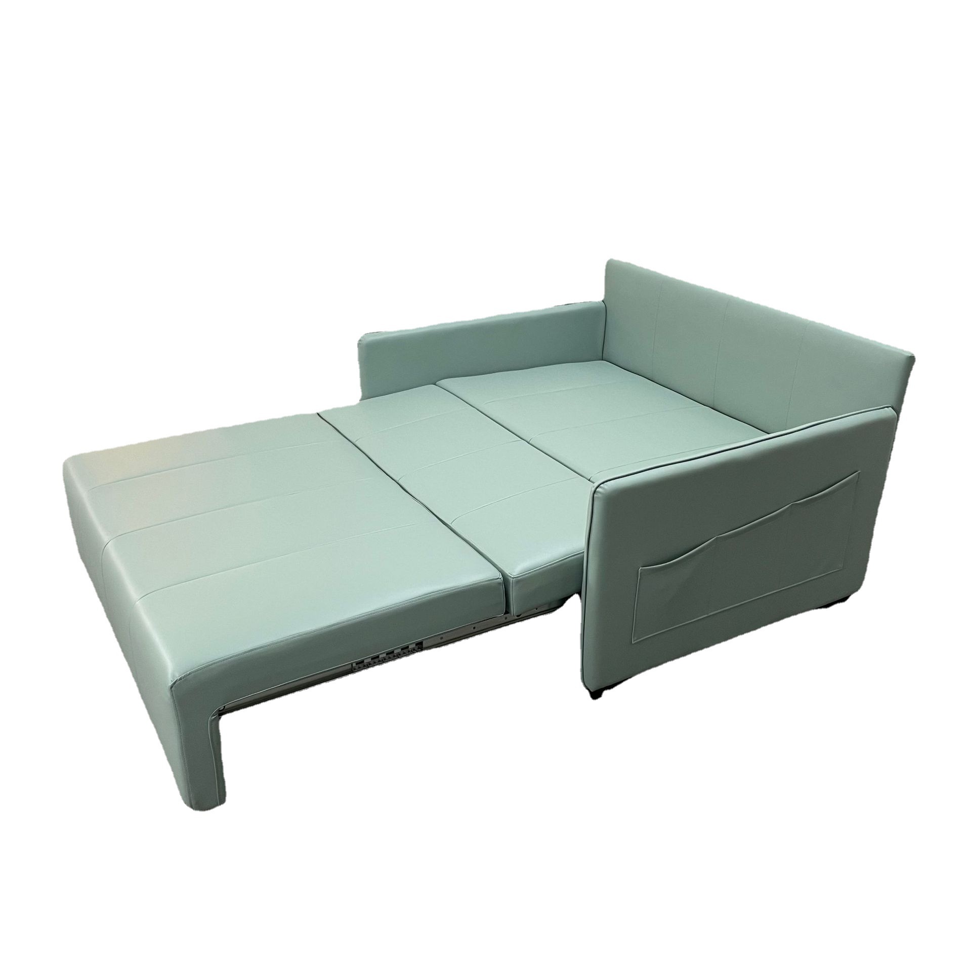 Sofá cama multifuncional doble uso plegable pequeño tipo sala de estar almacenamiento látex doble sofá cama de cuero de tres personas