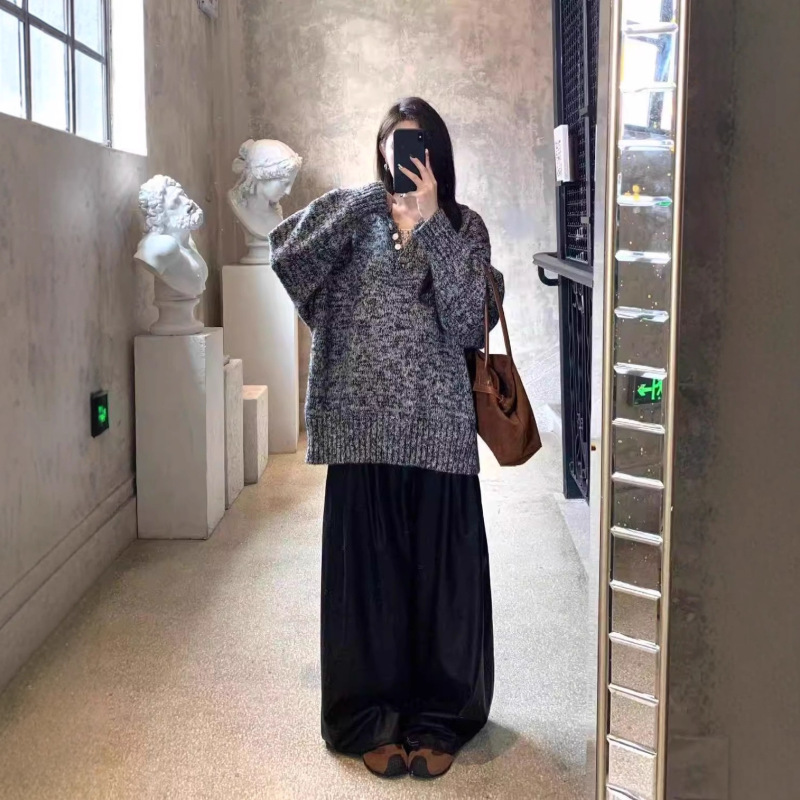 韩版连帽套头毛衣女设计感慵懒宽松舒适针织软糯秋冬新款女装上衣|undefined