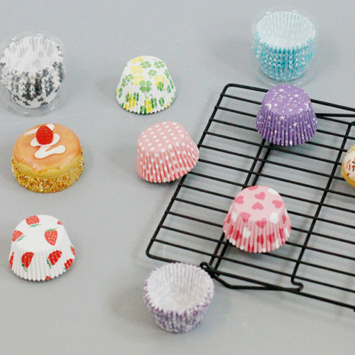 100 printed cake paper trays, high temperature cake cup baking utensils, grease-proof paper cake cups, muffin cup paper trays