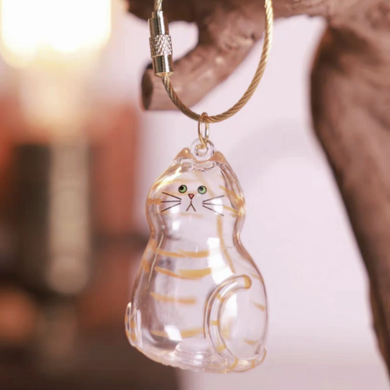 透明猫毛収納ボックスチャームガシャポン猫毛収納カプセルガシャポンバッグキーホルダーペンダントコレクション|undefined