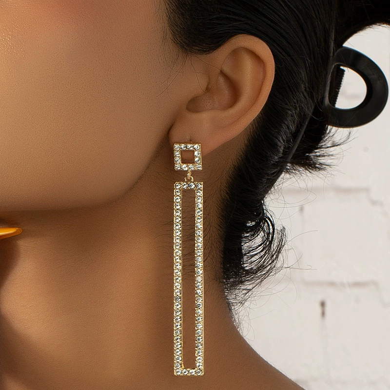 Прямоугольные геометрические серьги, европейский стиль, интернет-знаменитость, тренд сезона