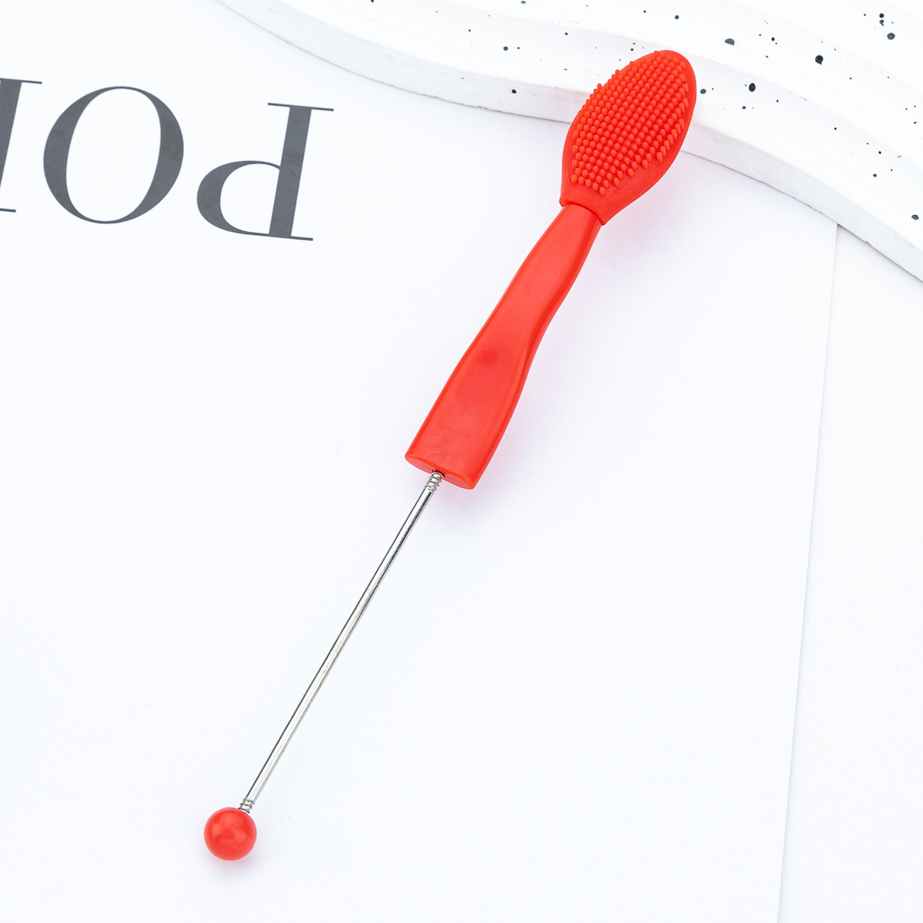 DIY beaded silicona cepillo labial cepillo de cabeza negra cepillo de nariz cepillo de nariz doble cepillo multifuncional cepillo labial lavado cepillo de nariz al por mayor