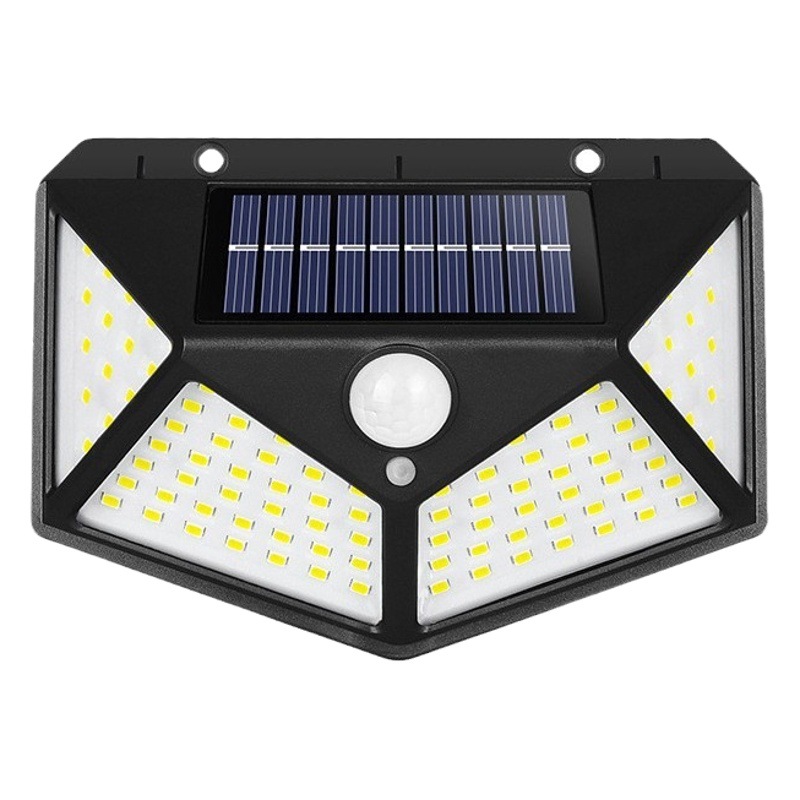 100LED luz solar sensor de cuerpo humano luz de pared vela decoración al aire libre escalera luz de calle luz de jardín cuatro lados
