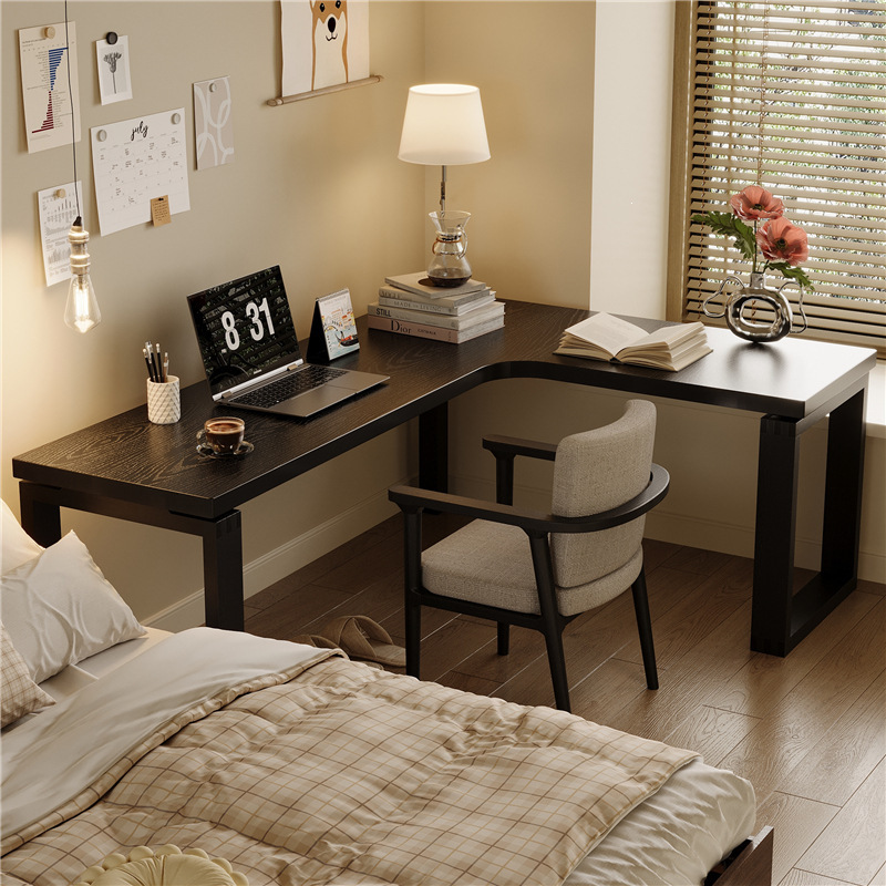 Modern solid wood corner L-shaped desk, simple study writing desk, bedroom computer desk, simple work office desk and chair