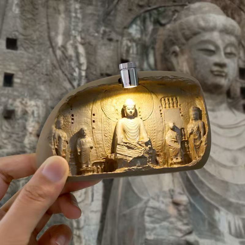 洛阳龙门石窟夜灯冰箱贴佛像浮雕磁吸博物馆文创河南旅游纪念品|undefined