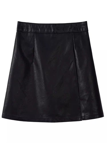 Women's 2025 High-Waisted Slimming & Stylish PU Bodysuit Skirt, Fashion Korean Version, Small Figure A-Line Skirt