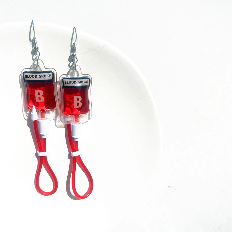 Креативные и забавные Harajuki Simulation Plasma Blood Blood Blood type серьги подкультура Y2K горячая девушка личность серьги на шее