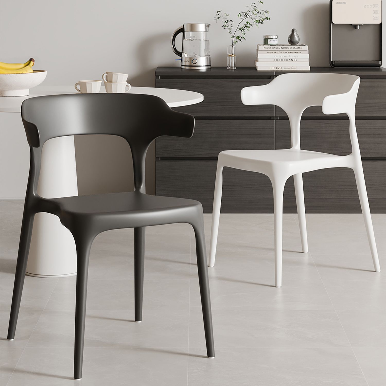 Sillas de plástico sillas de comedor de lujo sillas de mesa de estudio Macaron nuevo silla de corno silla de plástico para adultos