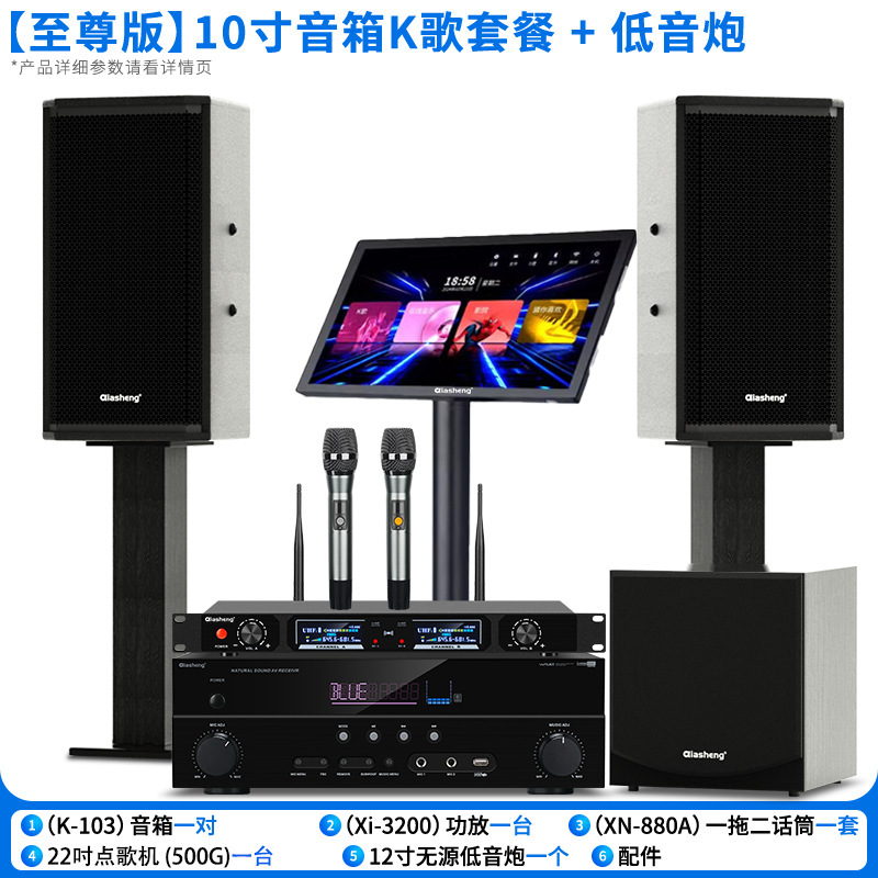 QIASHENG ファミリー KTV オーディオセットフルセットのカラオケマシンホームプロフェッショナルカラオケカラオケマシンスピーカー機器|undefined