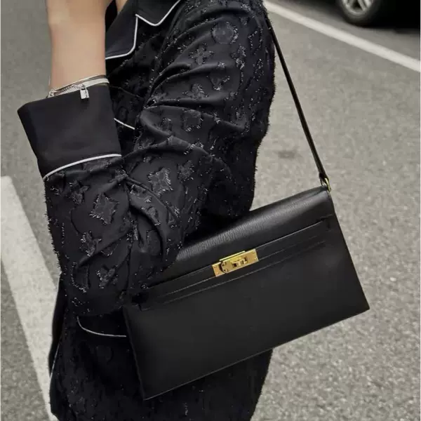 2026 New High-End Genuine Leather Goat-Pattern Kelly Underarm Bag, Fashionable and Versatile Shoulder/Crossbody Clutch Bag