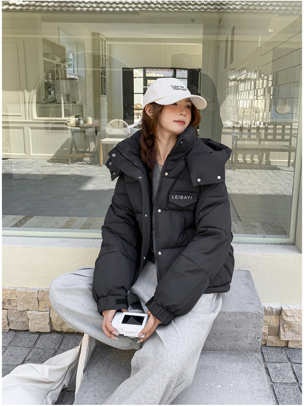 欧货短款羽绒棉服女2025年冬季新款时尚防寒连帽面包服小个子外套|undefined
