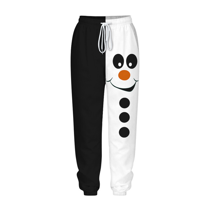 2024 European and American Christmas Digital Print Women's Fashion Street Style Harem Pants Autumn Drawstring Long Sweatpants
