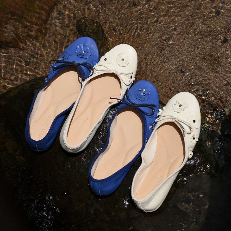 2026 Summer and Autumn New Sweet French-Style Bowknot Soft-Soled Ballet-Inspired Versatile Slip-On Flat Shallow-Mouthed Women's Shoes