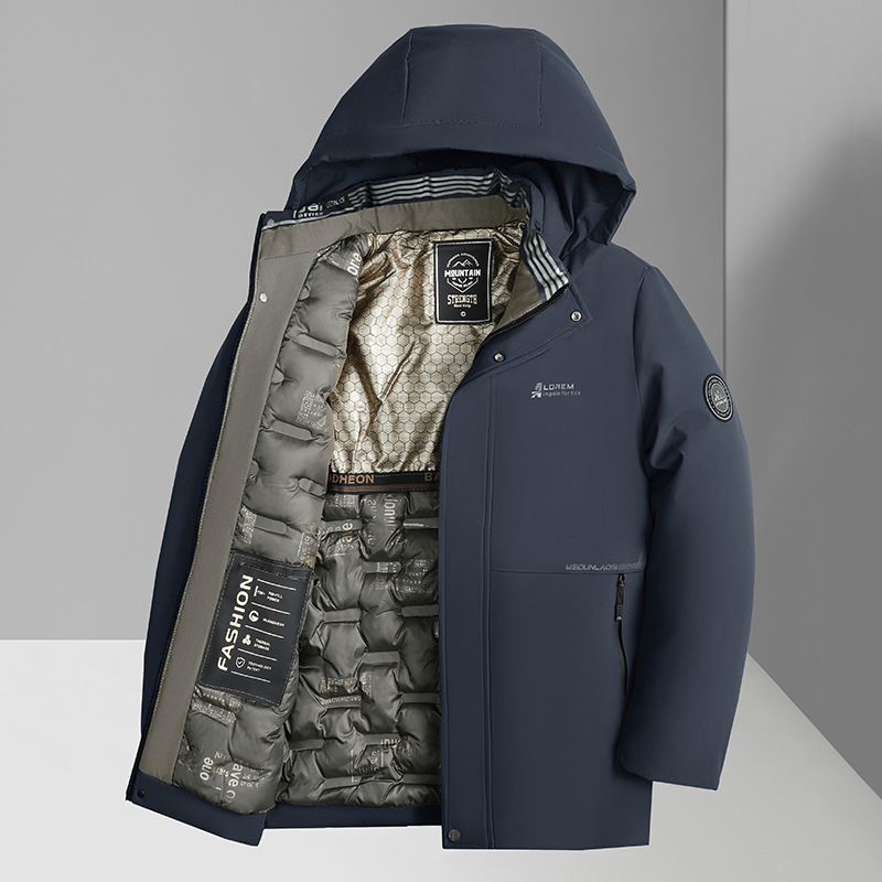 Mittleres bis langes Business-Dad-Outfit für Männer mittleren Alters, neuer Winterstil, abnehmbare Kapuze aus Baumwolle, warm, lässig_voghion.com