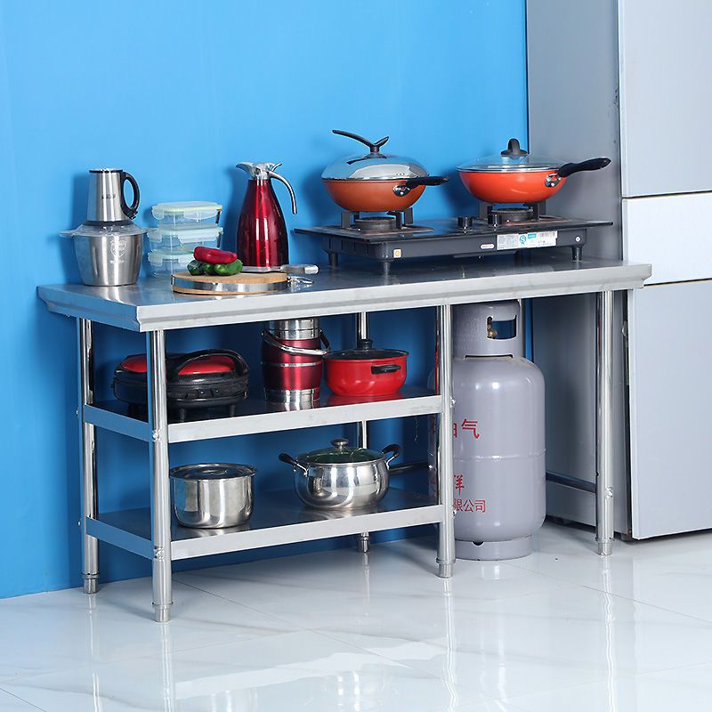 不锈钢厨房操作台工作台灶台架饭店切菜桌大包装台煤气罐架子3层