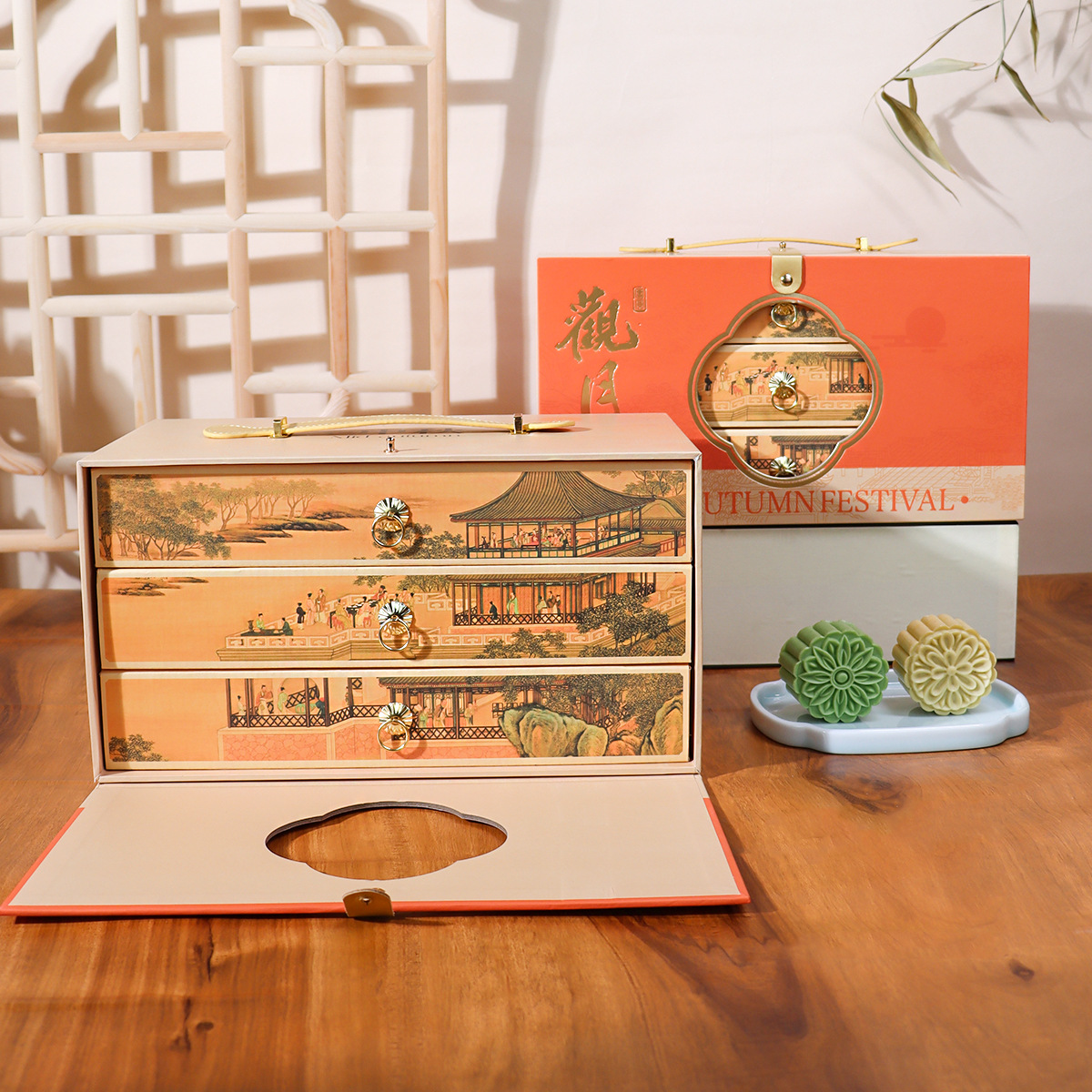 加工定制月饼礼盒批发新款高档三层包装盒多层中秋节高级感礼品盒