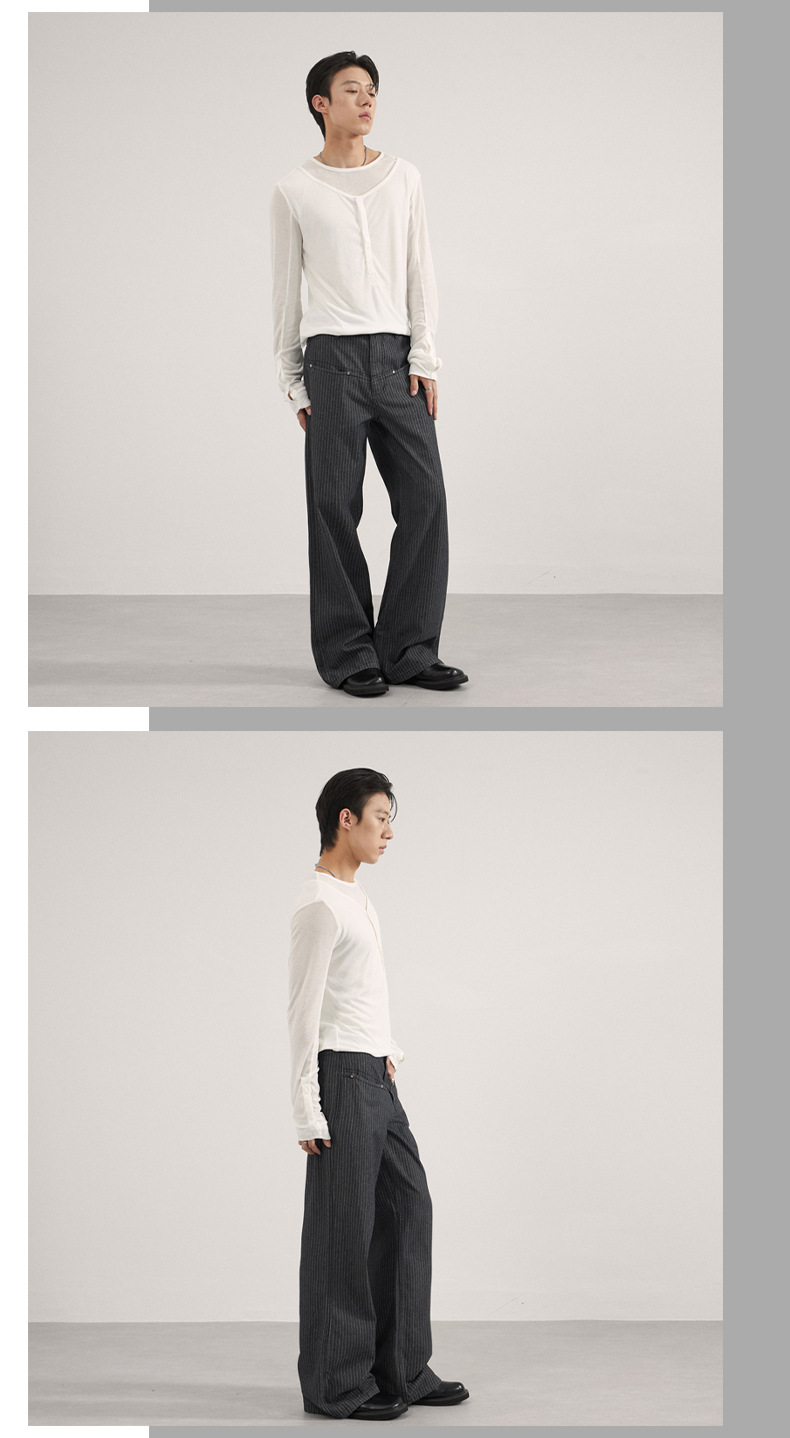 Cleanfit Striped Flared Jeans Slimming Bootcut Denim Pants for Women And Men Retro Stretch Waist Type Fit Slim Length_viptrois.com