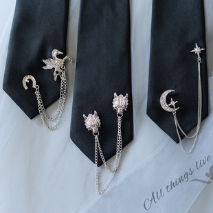 Metal Chain Black Tie Knot-Free Jk Uniform Preppy Style Versatile Stylish Female Trendy