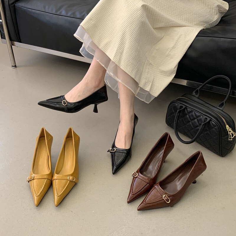 2026 Spring New Style Pointed Toe Thin Heel Women's Pumps, Shallow Mouth Commuter Shoes, Elegant Slimming High Heels, Mid-Heel Comfortable Pumps 2026 Spring New Style Pointed Toe Thin Heel Women's Pumps, Shallow Mouth Commuter Shoes, Elegant Slimming High Heels, Mid-Heel Comfortable Pumps