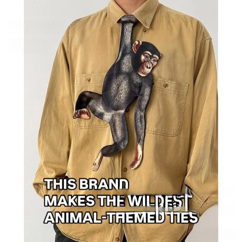 Cross-Border New Product Animal Bow Tie Shirt with Men's Tie Animal Elements Trendy Tie