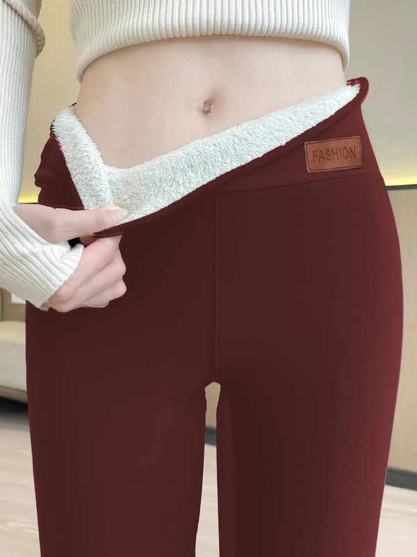 越境temu人気スポット秋冬ラムベルベット厚みのあるベルベットタイトウォームパンツストレッチレギンス大きいサイズ|undefined