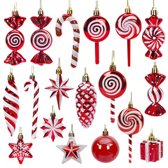 キャンディーの杖クリスマスボールのクリスマスツリーのペンダントの部品の赤いクリスマスの結婚式の元旦のショーウインドーの装飾品の卸売り