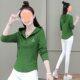 Hooded Casual Long-sleeved Shirt Women's 2024 Spring and Autumn New Slim-fit Slimming Outer Wear Top Western Style Base Shirt