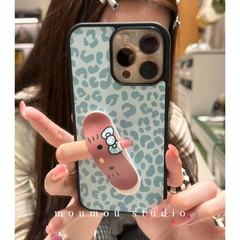 クリエイティブヒョウ柄猫表現バンドエイド iPhone16promax Apple 15 携帯電話ケース 13 女性 14 トレンドに適しています