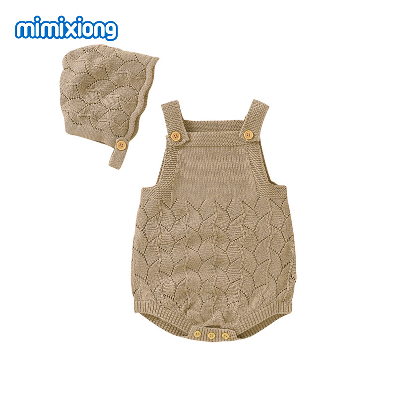 ins夏季新款针织镂空哈衣+帽子套装