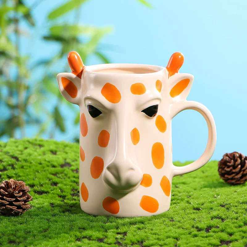 Creative Cartoon Giraffe Ceramic Cup Mug 3D Three-dimensional Shaping Cup High-Looking Personalized New and Unique Cup