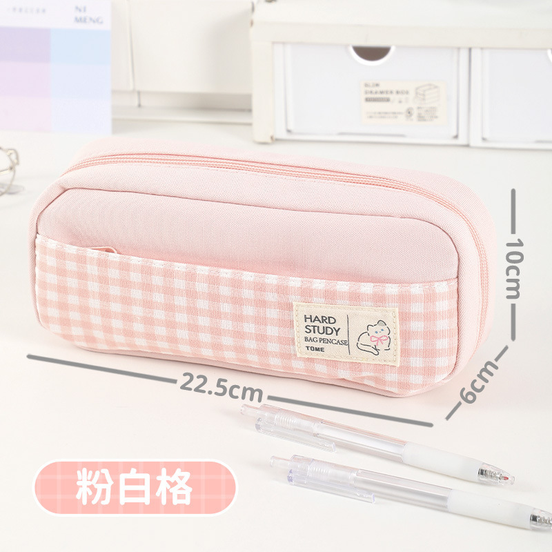 TOME チェック柄シリーズ 女の子筆袋 小学生 中学生 文具バッグ かわいい鉛筆バッグ卸売|undefined