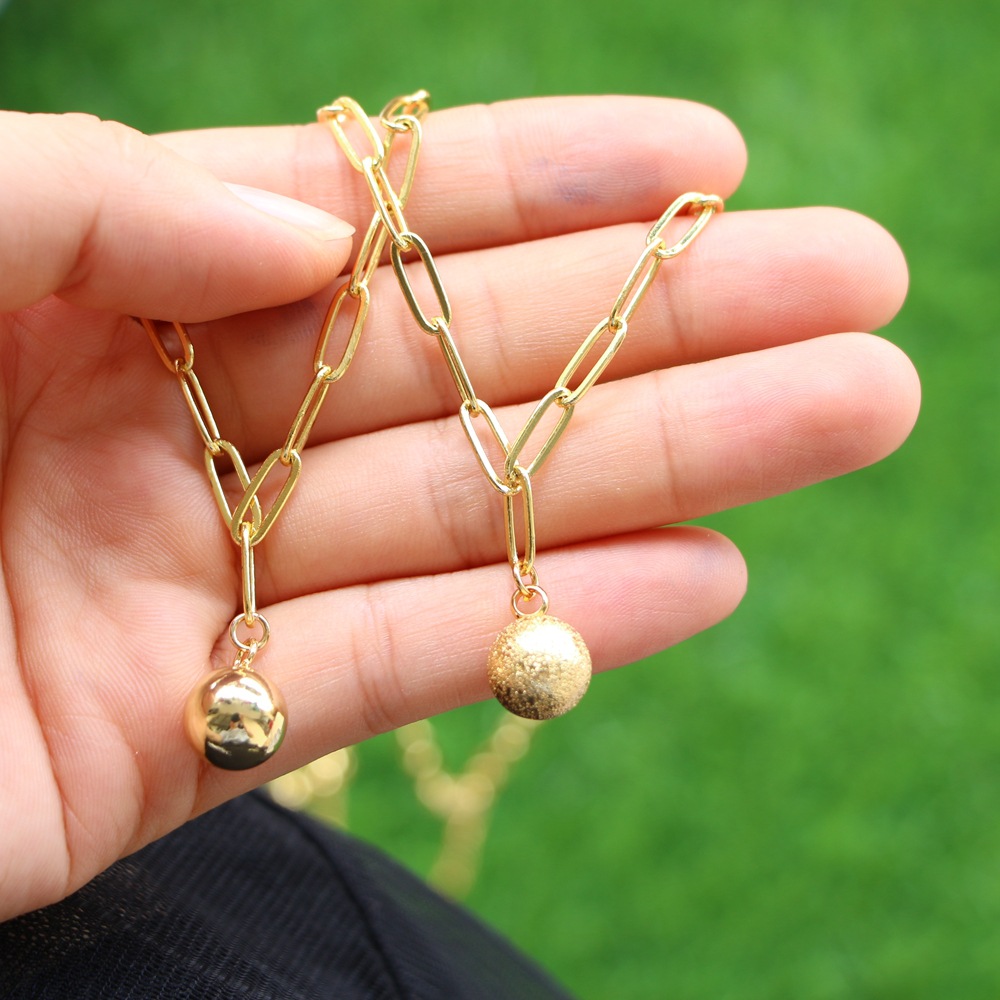 Fashion Ball Copper Pendant Necklace Gold Plated Copper Necklaces