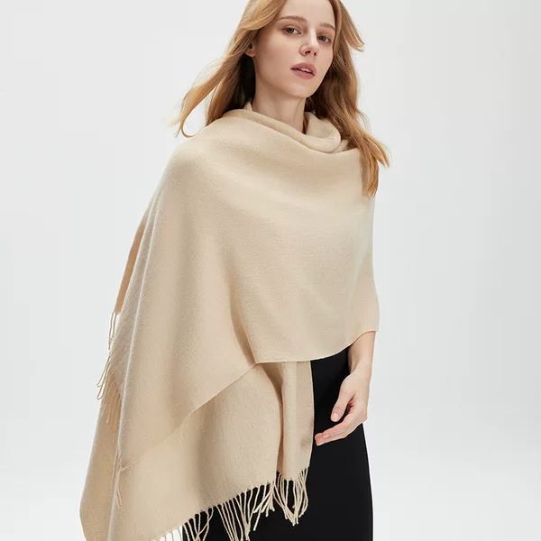 European and American winter retro thick long fringed scarf, solid color, simple and stylish, unisex, versatile and warm neck warmer