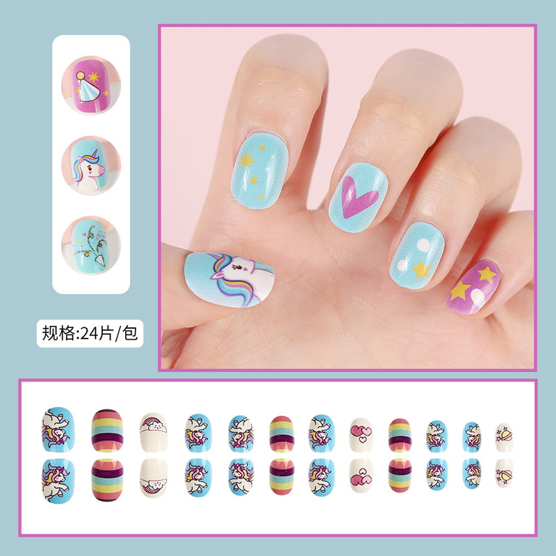 New Cartoon Short Nail Paste Cute Unicorn Love Geometric Detachable Nail Paste Children's Wearing Nail Patch New Cartoon Short Nail Paste Cute Unicorn Love Geometric Detachable Nail Paste Children's Wearing Nail Patch