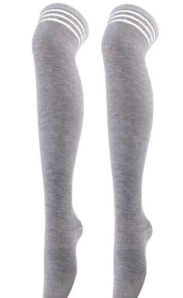 Medias transfronterizas medias tres barras a rayas calcetines largos hasta la rodilla baile estilo universitario calcetines de algodón para mujer