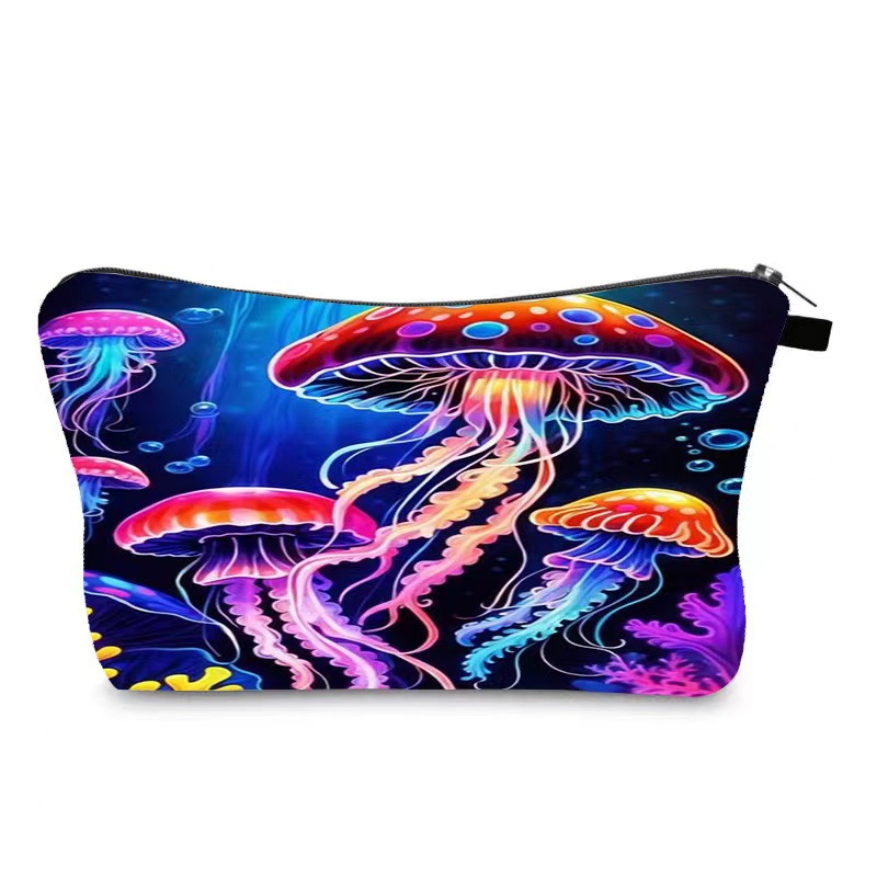 Transfronterizo Amazon nuevo maquillaje pintado bolsa de impresión de lino impermeable doble cara bolsa de almacenamiento