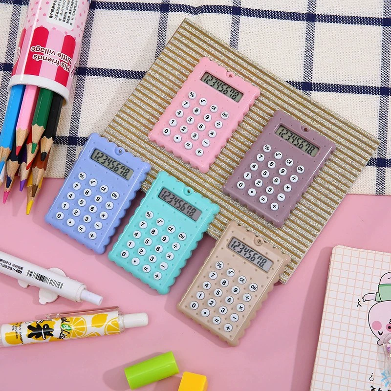 Бисквит Брелок Калькулятор Мини Портативный Macaron Мальчик Девочка Сердце Студент Помощь Обучающий Компьютер