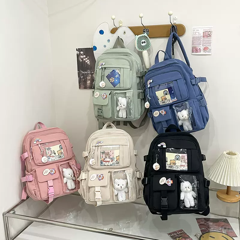 韩版清新可爱初中双肩包女大容量休闲小学生书包轻便收纳校园背包