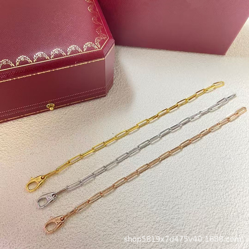 Kajia Multi-Section Plain Ring Bracelet for Women and Men, 18K Rose Gold Bamboo Chain, High Version Cnc Plated Real Gold Sterling Silver