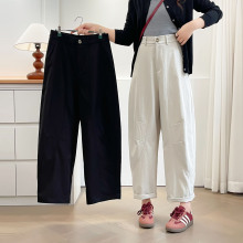 2025秋季新款胖MM大码女装时尚休闲洋气半松紧九分休闲裤H55 8007