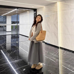 秋季大码女装开衫吊带背心半身裙三件套甜美风木耳边吊带上衣裙子
