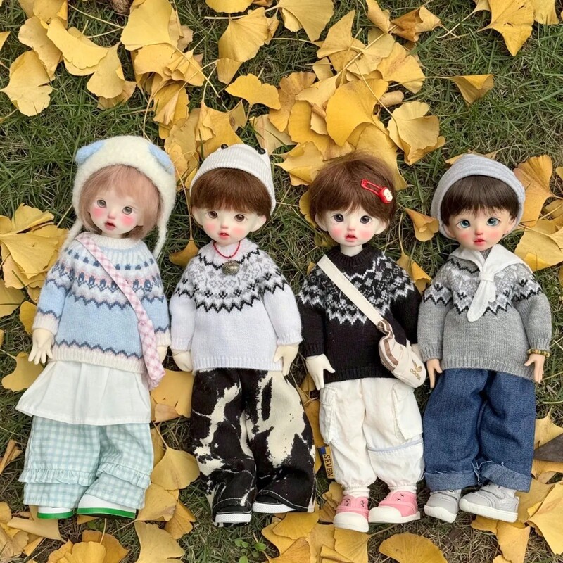 Fair Isle Sweater for Bjd 1/4 and 1/6 Scale Dolls, Vintage Jacquard Everyday Versatile Doll Clothing Top