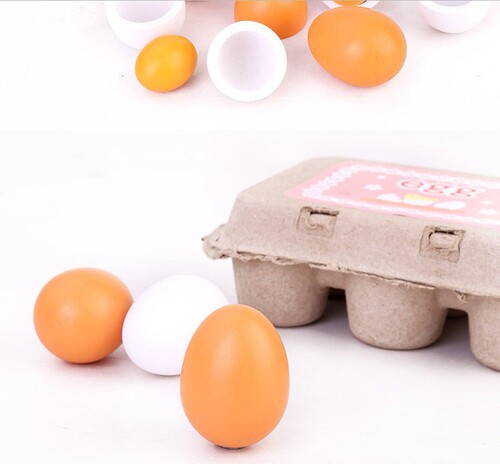 Wooden children's simulated egg duck egg pretend play cutting fun food recognition DIY colored painting kitchen toy