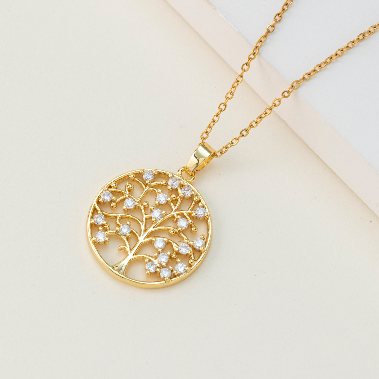 Fashion Tree Copper Plating Zircon Pendant Necklace