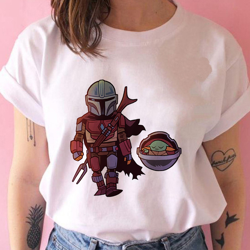2021 New Star Wars Yoda Baby Printed Short-sleeved T-shirt for Men and Women Couple's Summer Fashion Half-sleeved Shirt